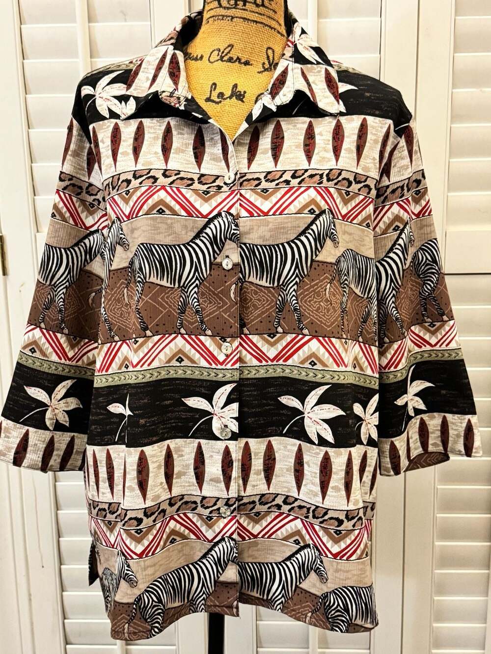 VINTAGE Allison Daley Zebra Print Blouse - Size...
